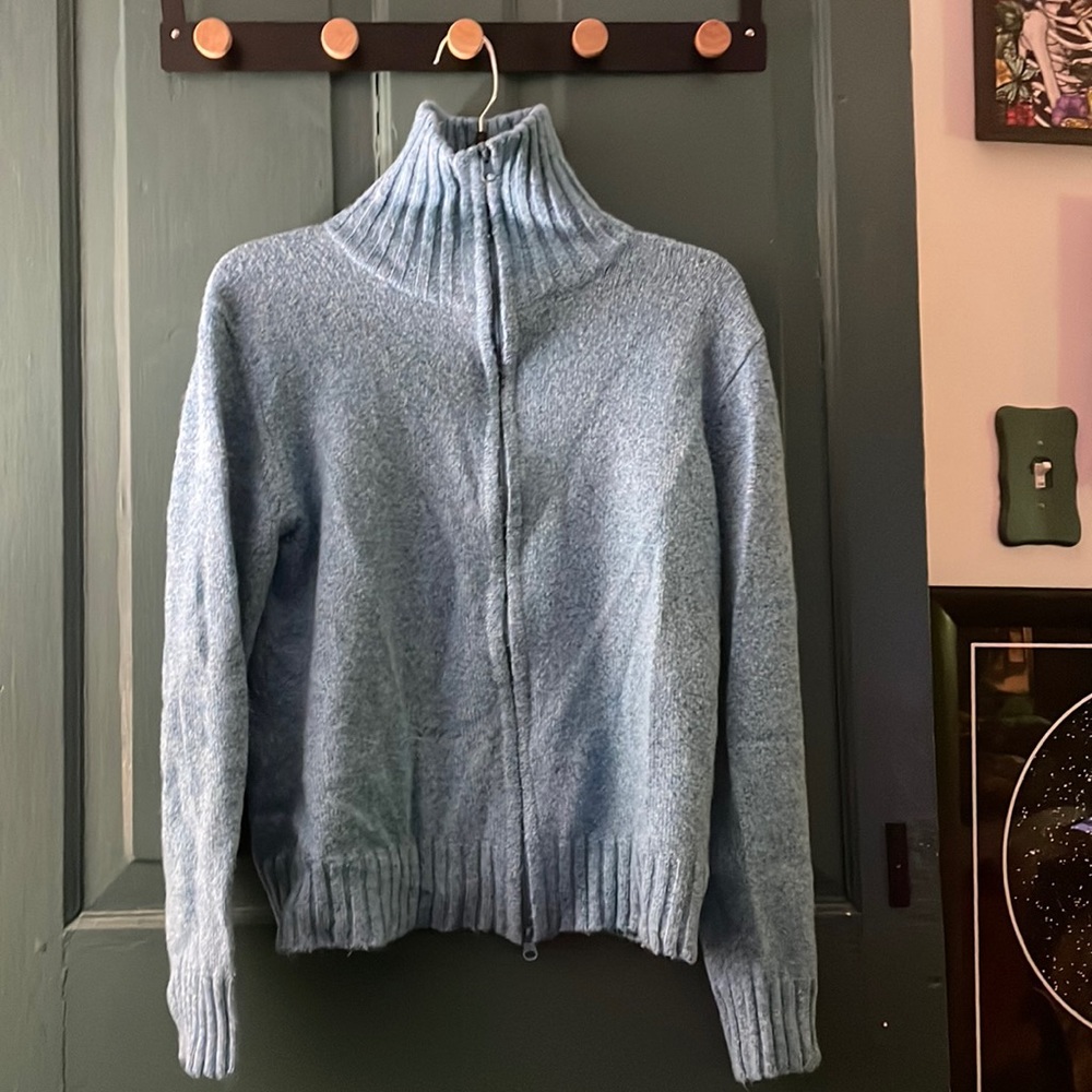 LA Blues XL Blue Double Zippered Sweater. NWOT.